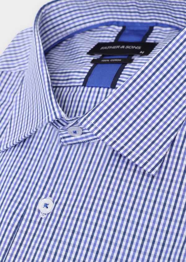 Chemise habillée Regular en popeline de coton à carreaux bleus et blancs - Father and Sons 34898