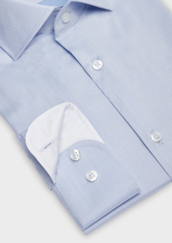 Chemise habillée Regular en twill de coton uni bleu chambray - Father and Sons 38386