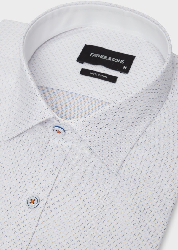 Chemise habillée Slim en twill de coton blanc à motif fantaisie - Father and Sons 38301