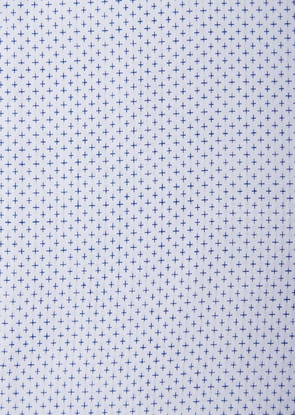Chemise habillée Slim en popeline de coton blanc à motif fantaisie bleu - Father and Sons 38573