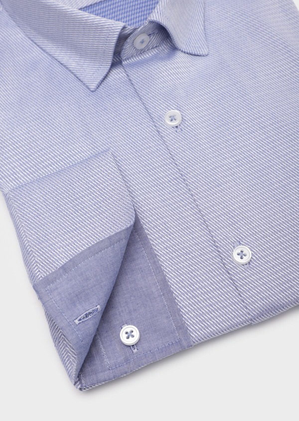 Chemise habillée Slim en coton Jacquard bleu chambray à motif fantaisie bleu et blanc - Father and Sons 35791
