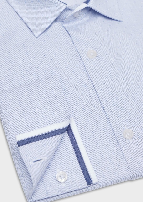 Chemise habillée Slim en coton fil à fil bleu ciel à pois bleus et blancs - Father and Sons 34935