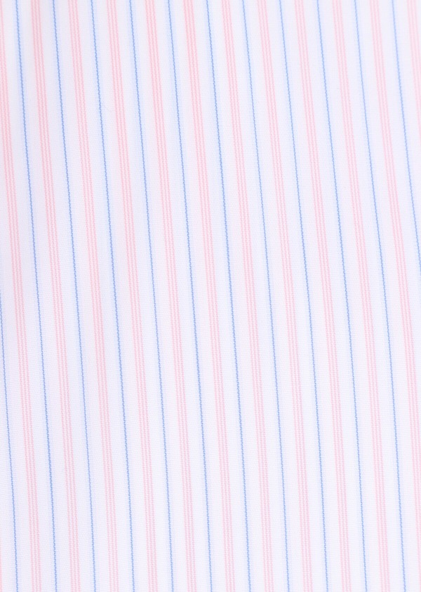 Chemise habillée Slim en popeline de coton à rayures roses, bleues et blanches - Father and Sons 34901