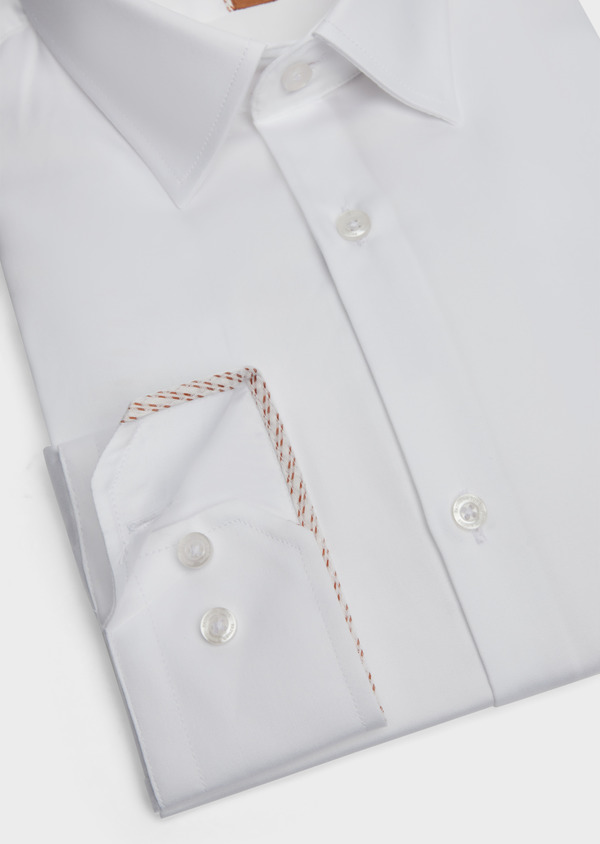 Chemise habillée Regular en satin de coton uni blanc - Father and Sons 39368