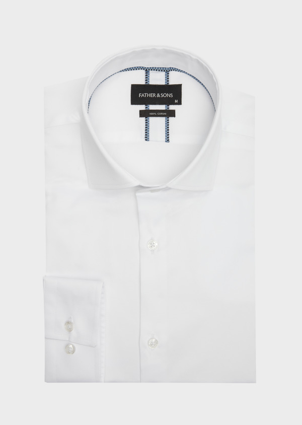 Chemise habillée Slim en satin de coton uni blanc - Father and Sons 40855