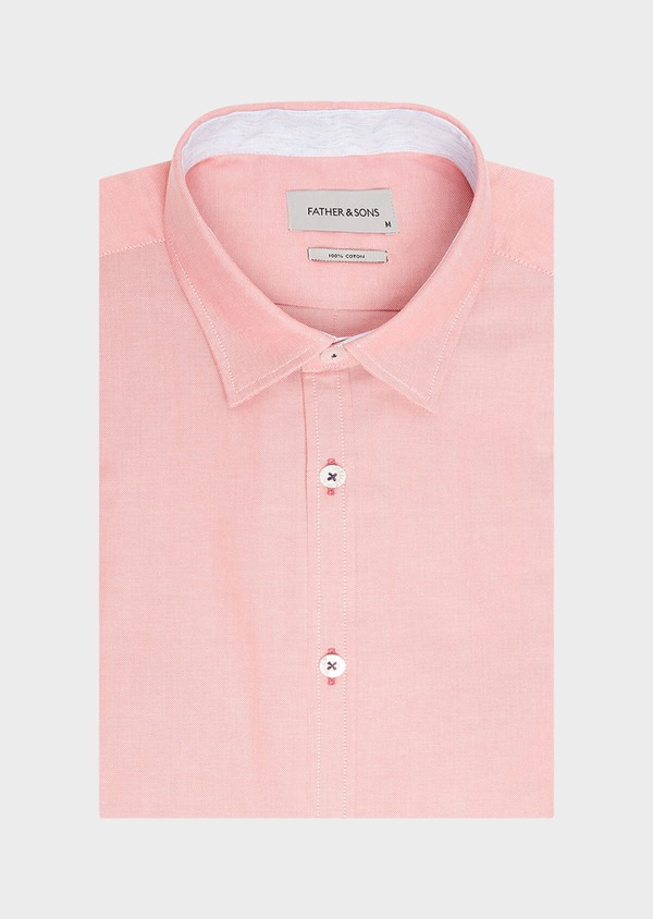 Chemise sport Regular en coton Oxford uni rose - Father and Sons 32558