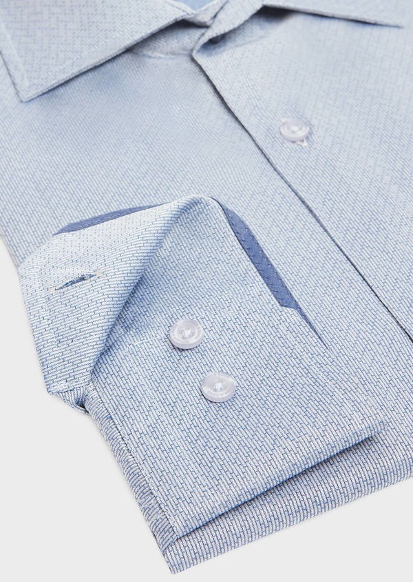 Chemise habillée Slim en popeline de coton bleu indigo à motif fantaisie blanc - Father and Sons 32437