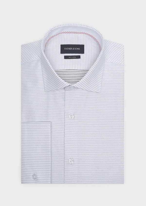 Chemise habillée Slim en coton Jacquard blanc à motif fantaisie noir - Father and Sons 32286