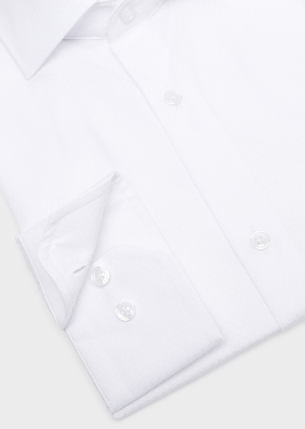 Chemise habillée Slim en coton façonné blanc à motif fantaisie ton-sur-ton - Father and Sons 32361