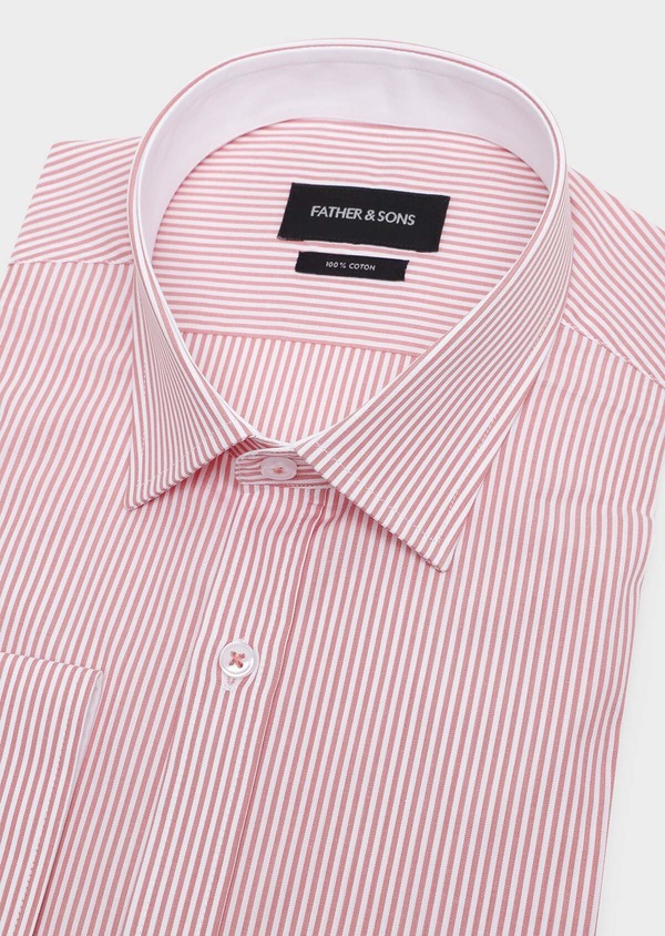 Chemise habillée Slim en popeline de coton à rayures rose foncé - Father and Sons 32292