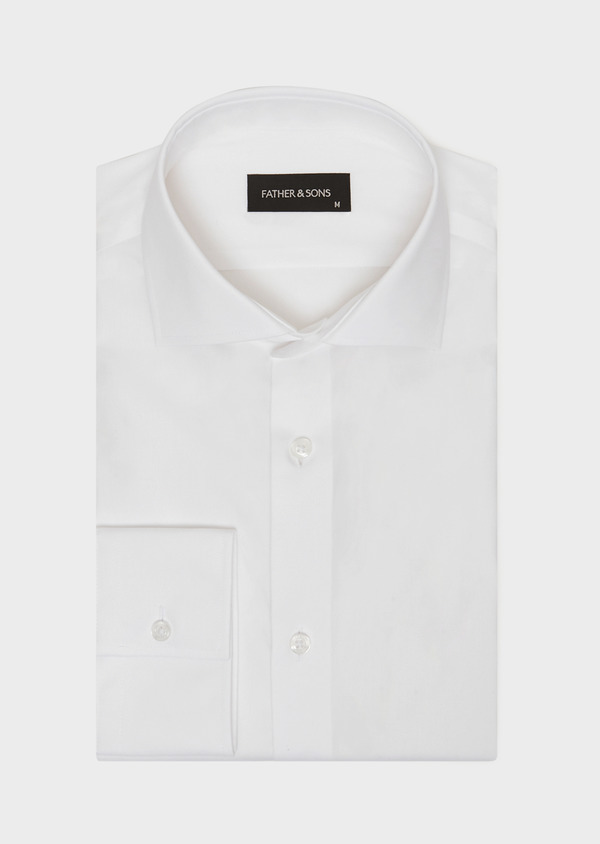 Chemise habillée non-iron Slim en popeline de coton uni blanc - Father and Sons 36529