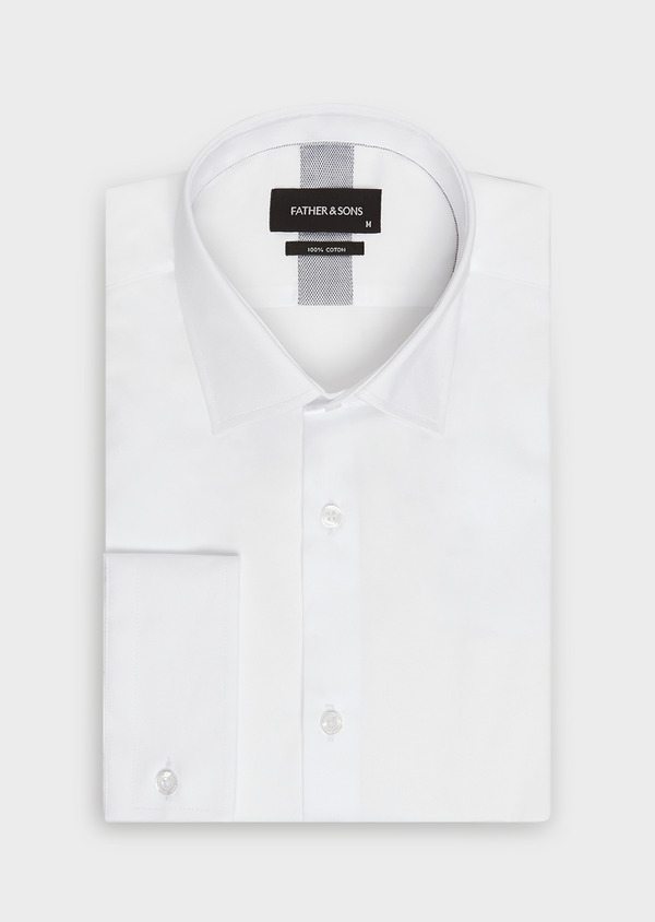 Chemise habillée Slim en satin de coton uni blanc - Father and Sons 32370