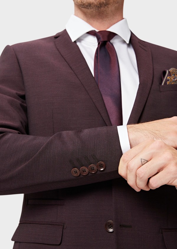 veste unie à un bouton pantalon avec cravate YND Ensemble 3 pièces slim fit pour homme