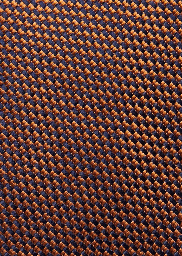 Cravate fine en soie à motifs géométriques marron et bleu - Father and Sons 37774