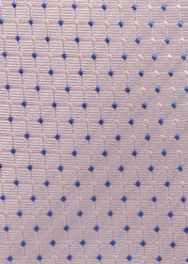Cravate fine en soie rose à motifs géométriques bleu et blanc - Father and Sons 37762