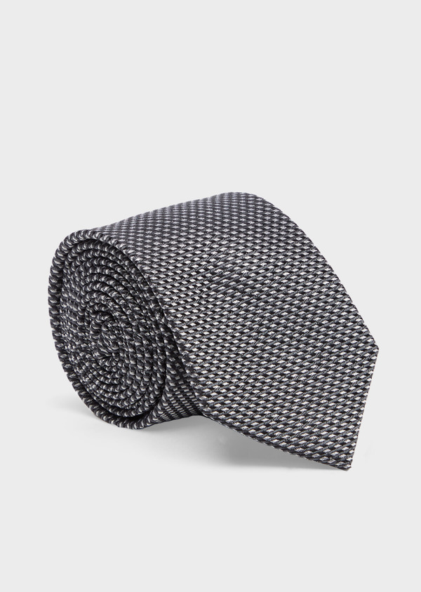 Cravate large en soie grise à motifs géométriques - Father and Sons 41113