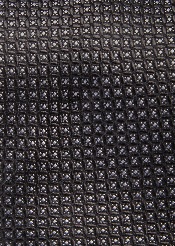 Cravate large en soie gris foncé à motifs géométriques gris clair - Father and Sons 41120