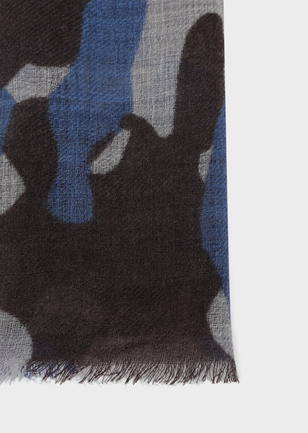 Écharpe en laine beige à motif camouflage bleu et marron - Father and Sons 35241