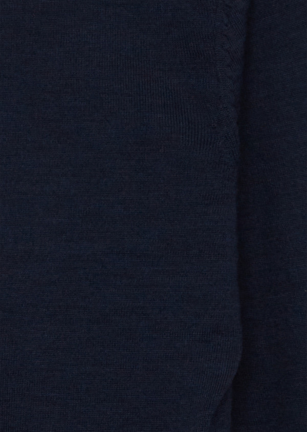 Gilet à capuche zippé en laine Mérinos unie bleu marine - Father and Sons 39312