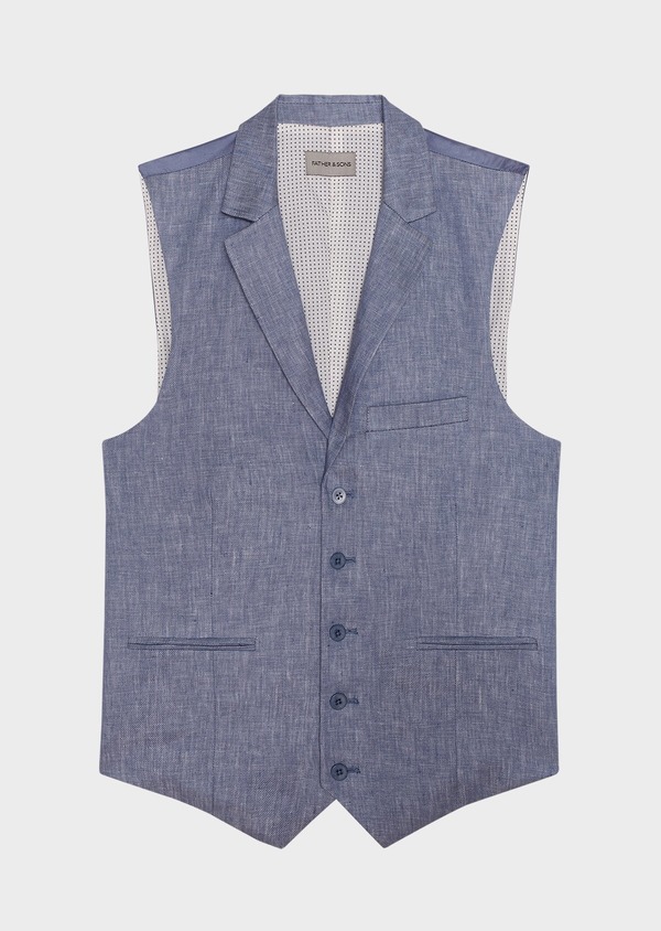 National flag thing exposure Gilet casual en lin uni bleu | Father and Sons