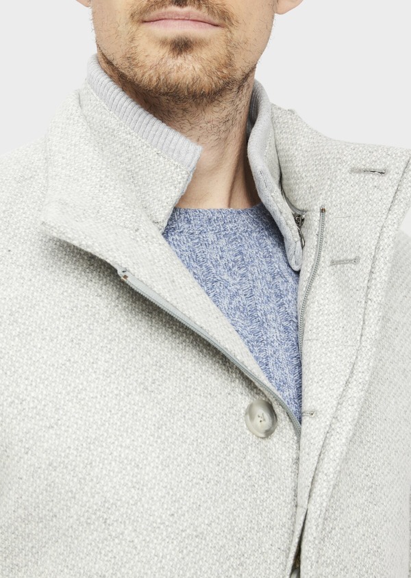 Manteau en laine mélangée grise à motif fantaisie - Father and Sons 36968