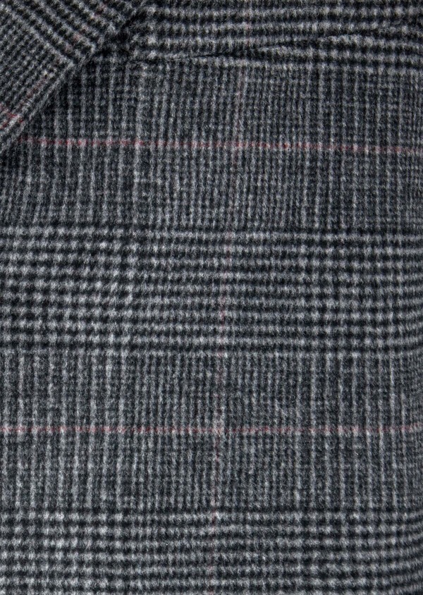 Manteau en laine mélangée grise Prince de Galles à parementure amovible - Father and Sons 41597