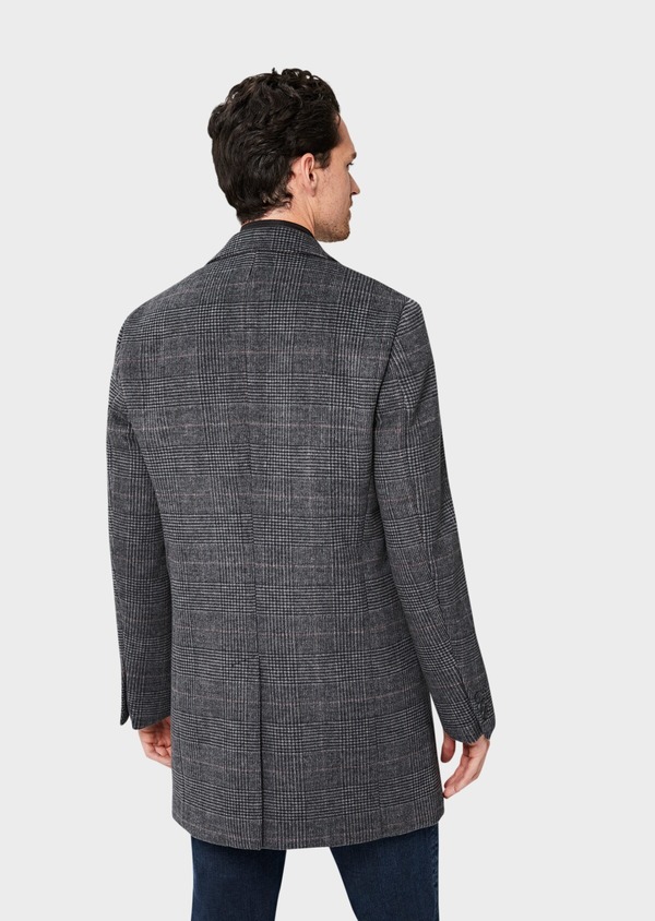 Manteau en laine mélangée grise Prince de Galles à parementure amovible - Father and Sons 41594