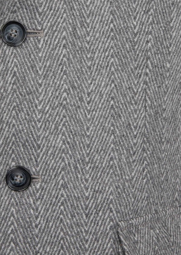 Manteau en laine mélangée à motif fantaisie gris - Father and Sons 36959