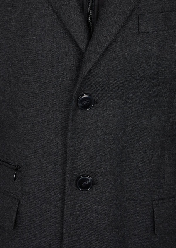 Manteau en laine mélangée unie grise à parementure amovible - Father and Sons 41604