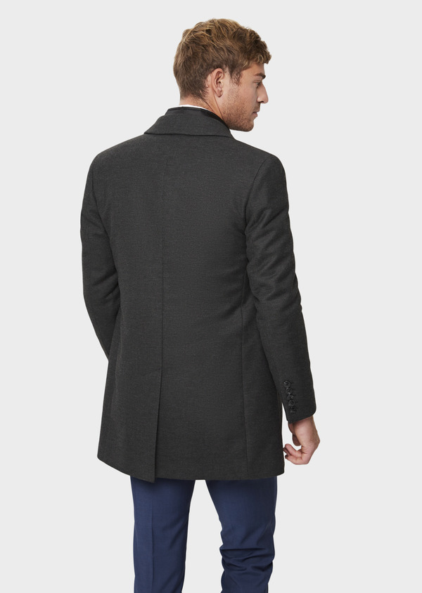 Manteau en laine mélangée unie grise à parementure amovible - Father and Sons 41600