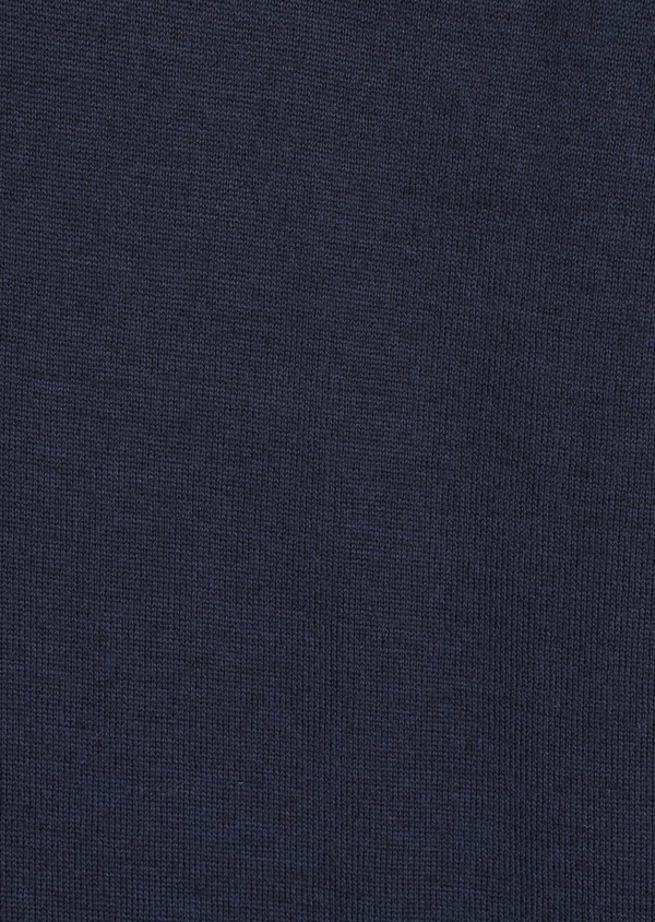 Cardigan en laine Mérinos mélangée unie bleu marine - Father and Sons 37012