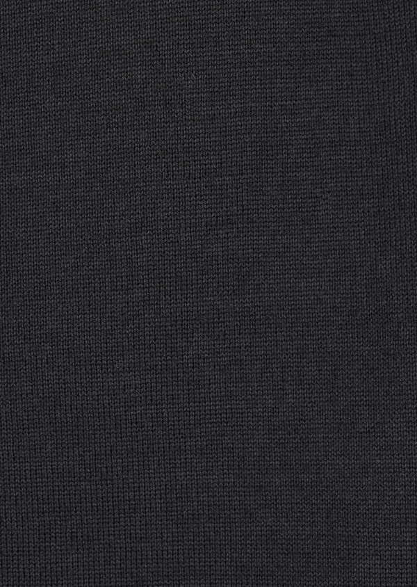 Gilet en laine Mérinos mélangée unie noire - Father and Sons 36997
