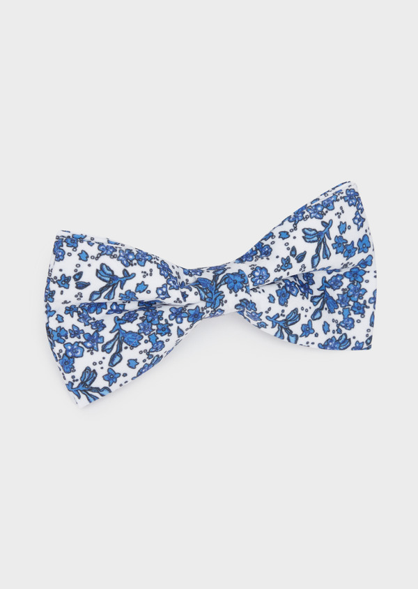 Noeud-papillon blanc à motif fleuri bleu chambray - Father and Sons 38243