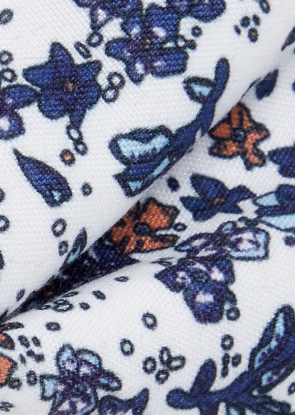 Noeud-papillon blanc à motif fleuri bleu indigo et orange - Father and Sons 38234