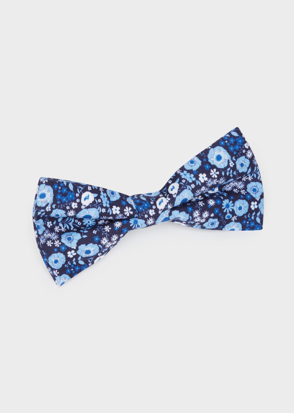 Noeud-papillon bleu marine à motif fleuri bleu et blanc - Father and Sons 38241