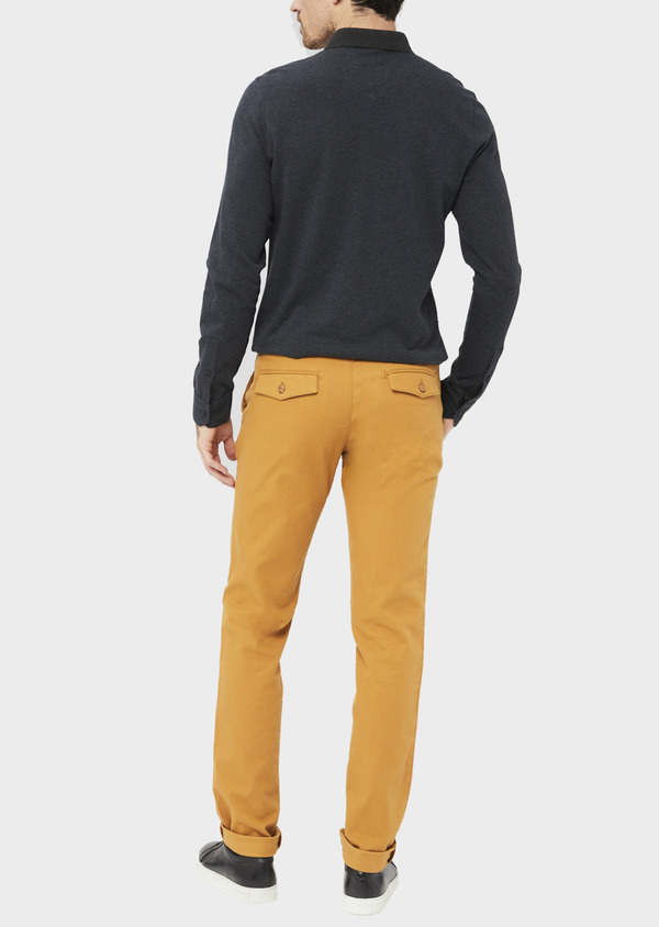 Chino slack skinny en coton stretch uni jaune moutarde - Father and Sons 37032