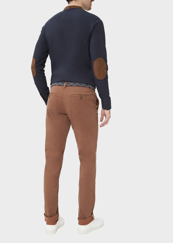 Pantalon casual skinny en twill fantaisie cognac - Father and Sons 37384