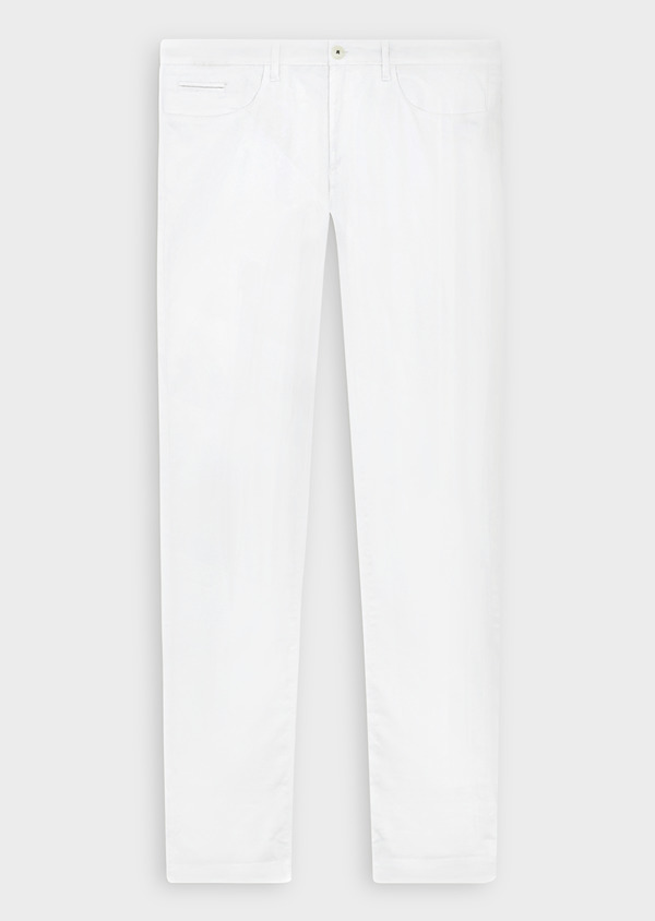 Pantalon casual skinny en coton stretch uni blanc - Father and Sons 40439