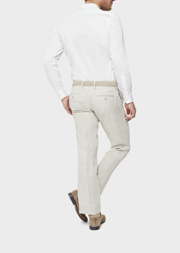 Pantalon coordonnable Slim en lin beige Prince de Galles - Father and Sons 38703