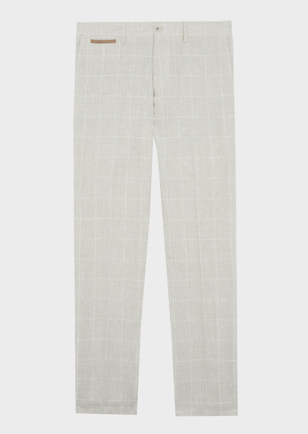 Pantalon coordonnable Slim en lin beige Prince de Galles - Father and Sons 38700