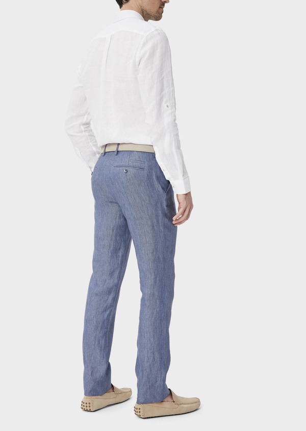 Pantalon coordonnable Slim en lin uni bleu indigo - Father and Sons 39855