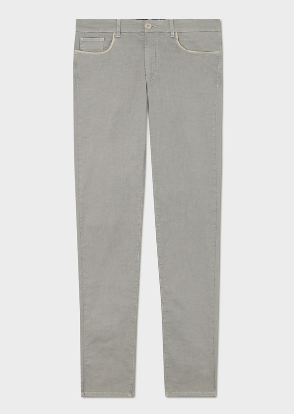 Pantalon casual skinny en coton stretch à motif fantaisie beige - Father and Sons 33335