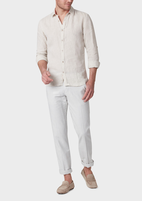 Chino slack skinny en coton à rayures grises - Father and Sons 33888