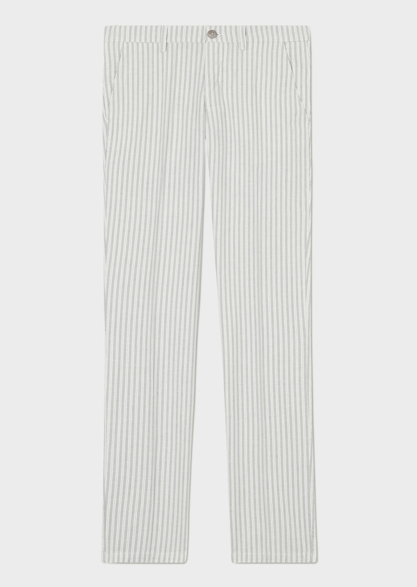 Chino slack skinny en coton à rayures grises - Father and Sons 33886