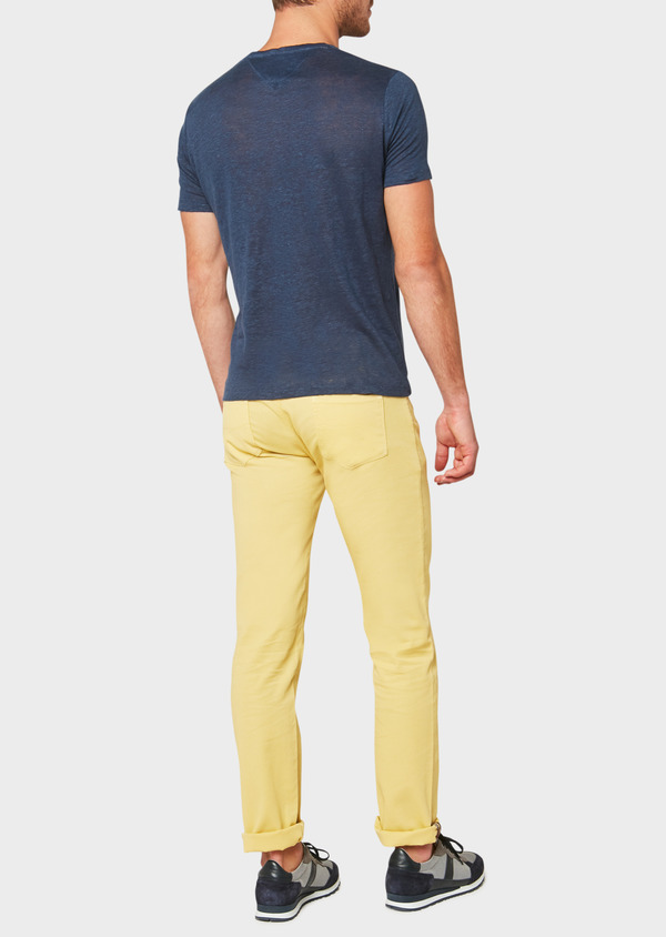 Pantalon casual skinny en coton stretch uni jaune - Father and Sons 33306