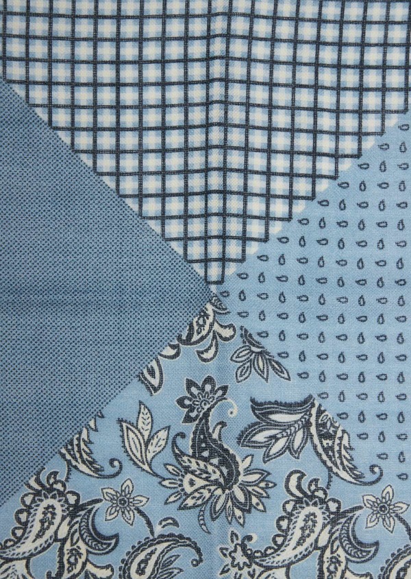Pochette en laine bleu chambray à motif fantaisie - Father and Sons 36150