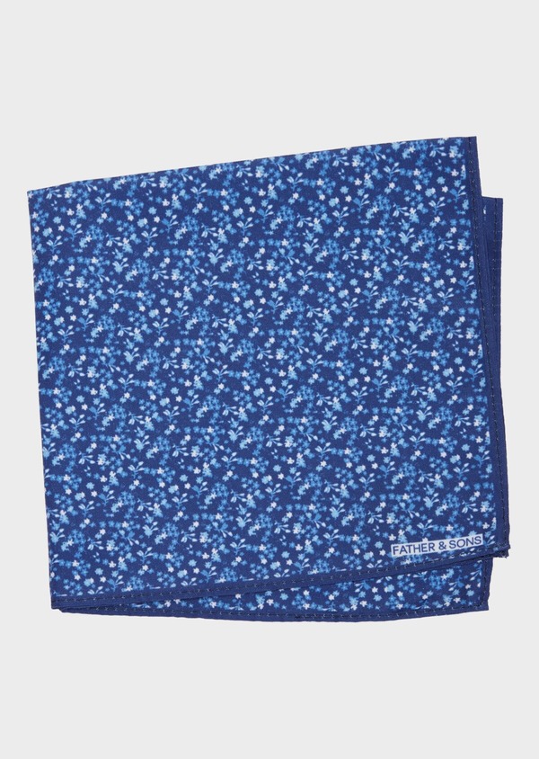Pochette en coton bleu indigo à motif fleuri bleu et blanc - Father and Sons 38271