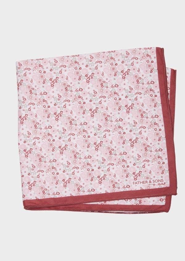 Pochette en coton blanc à motif fleuri rose pâle - Father and Sons 38261