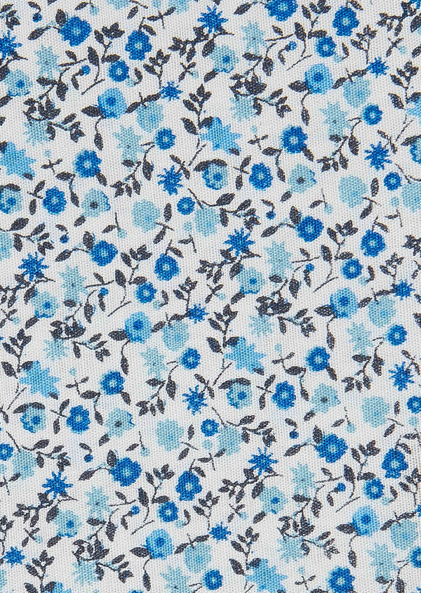 Pochette en coton blanc à motif fleuri bleu ciel - Father and Sons 33362