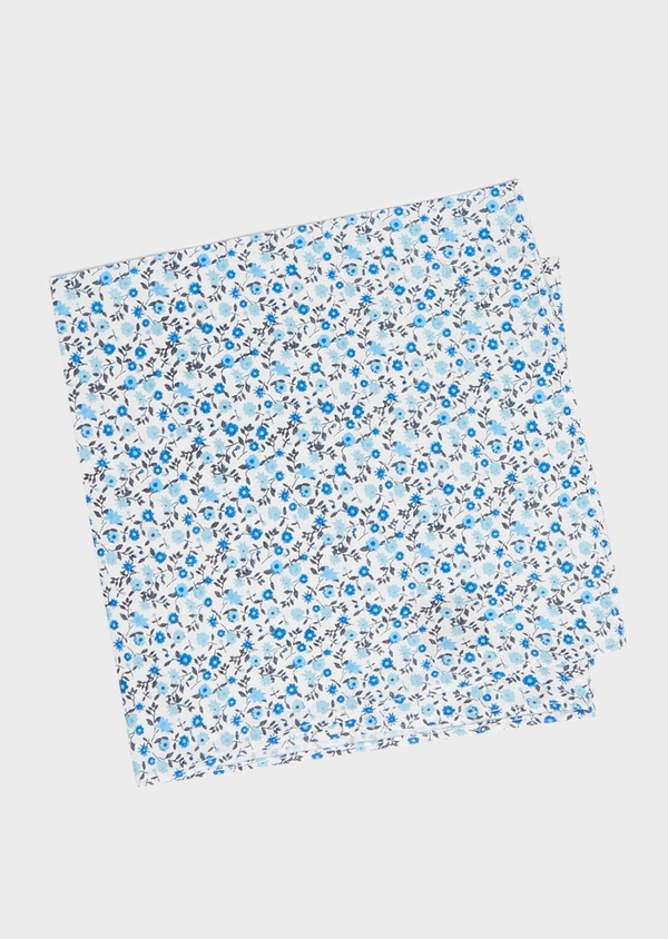 Pochette en coton blanc à motif fleuri bleu ciel - Father and Sons 33361
